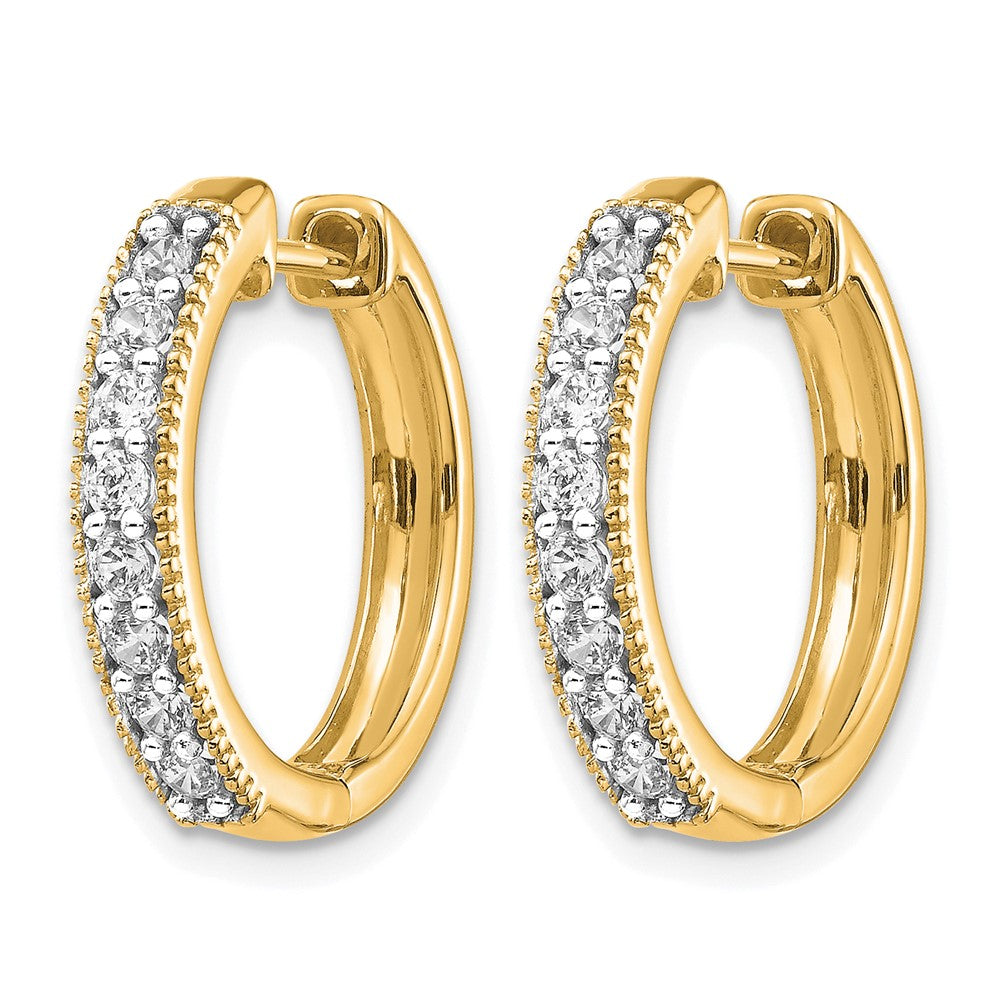 14K Gelbgold Creolen mit Klappscharnier, Milgrain-Kante und echten Diamanten