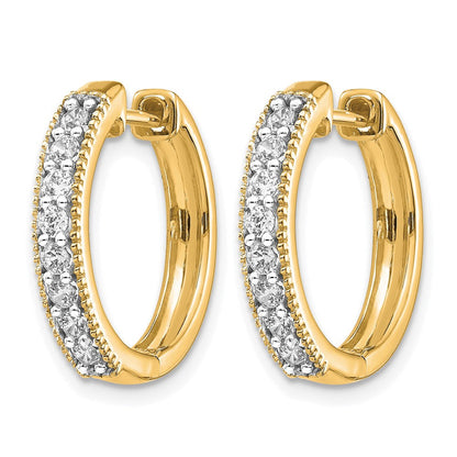 14K Gelbgold Creolen mit Klappscharnier, Milgrain-Kante und echten Diamanten