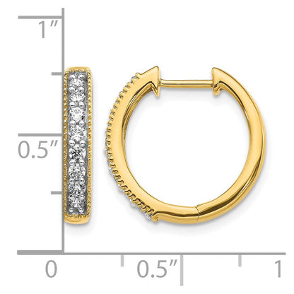 14K Gelbgold Creolen mit Klappscharnier, Milgrain-Kante und echten Diamanten