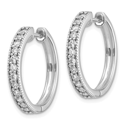 14K Weißgold Creolen mit echten Diamanten und Milgrain-Rand
