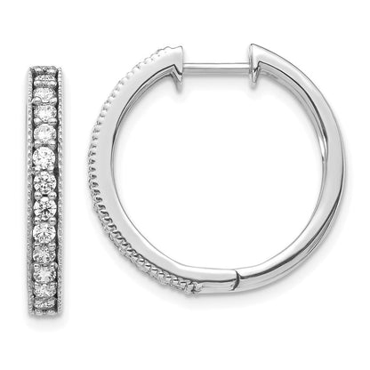 14K Weißgold Creolen mit echten Diamanten und Milgrain-Rand