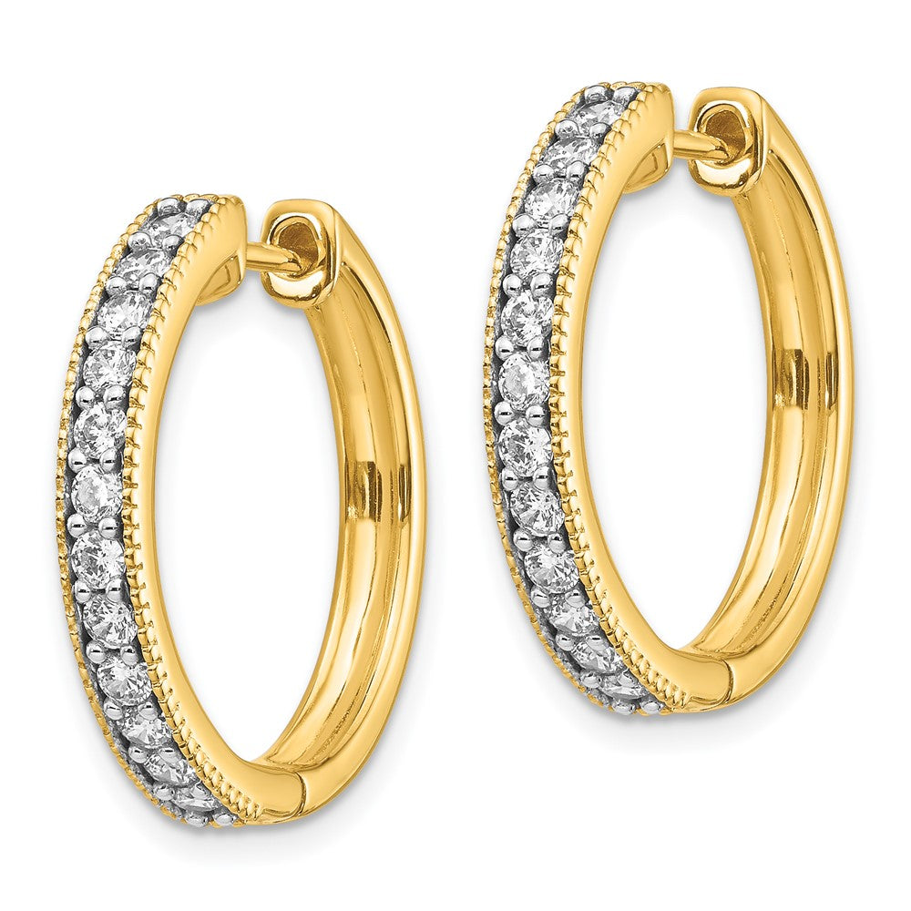 14K Gelbgold Creolen mit echten Diamanten und Milgrain-Fassung