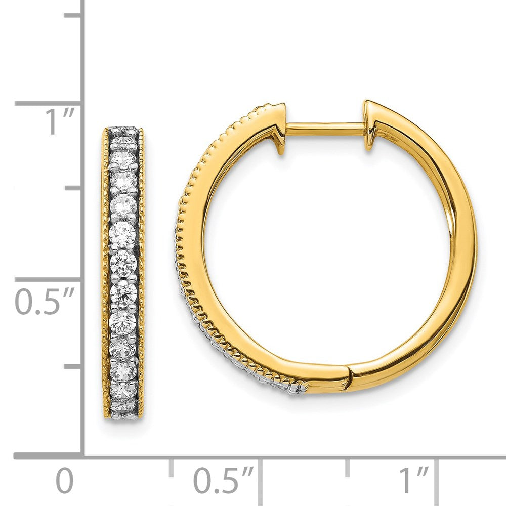 14K Gelbgold Creolen mit echten Diamanten und Milgrain-Fassung
