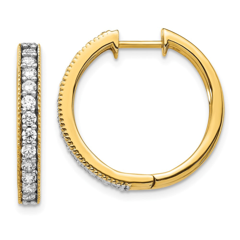 14K Gelbgold Creolen mit echten Diamanten und Milgrain-Fassung