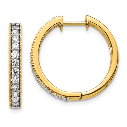 14K Gelbgold Creolen mit echten Diamanten und Milgrain-Fassung