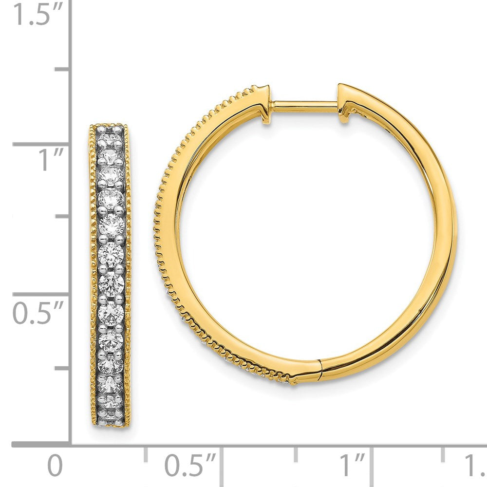 14K Gelbgold Creolen mit echten Diamanten und Milgrain-Fassung