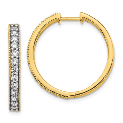 14K Gelbgold Creolen mit echten Diamanten und Milgrain-Fassung