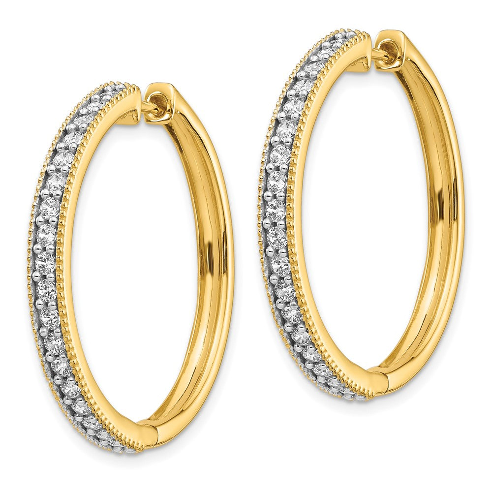 14K Gelbgold Creolen mit echten Diamanten und Millegriffel-Fassung