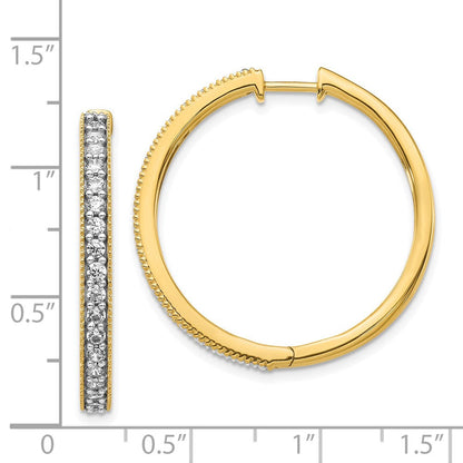 14K Gelbgold Creolen mit echten Diamanten und Millegriffel-Fassung