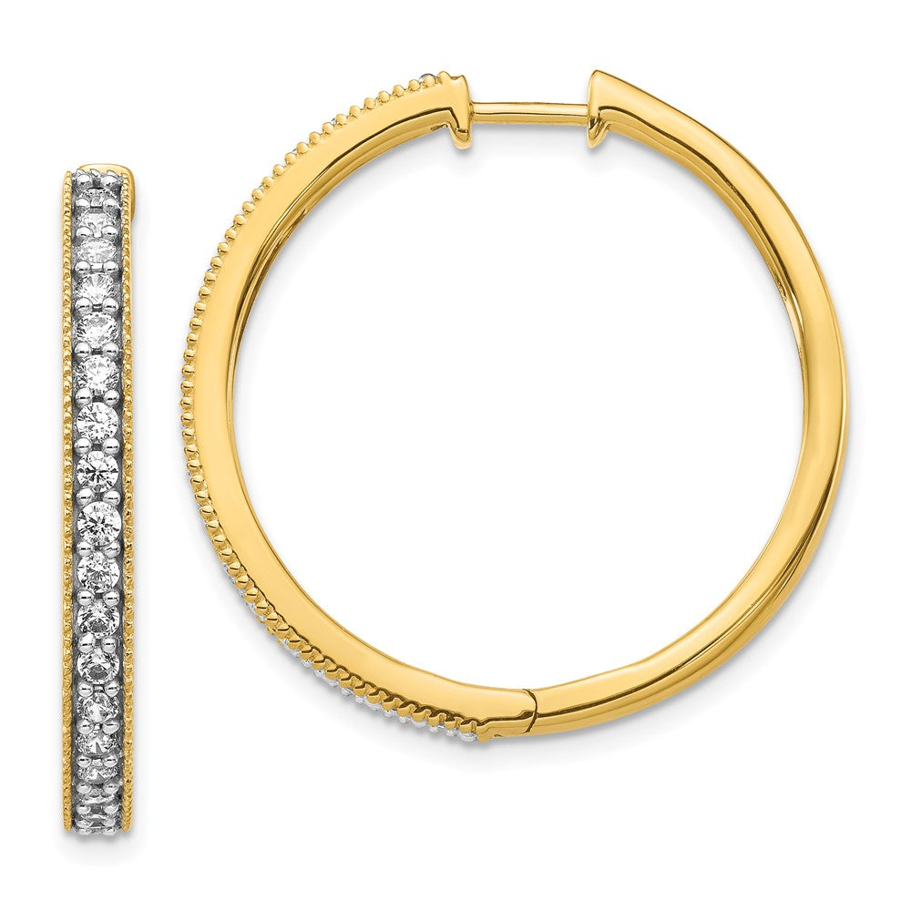 14K Gelbgold Creolen mit echten Diamanten und Millegriffel-Fassung