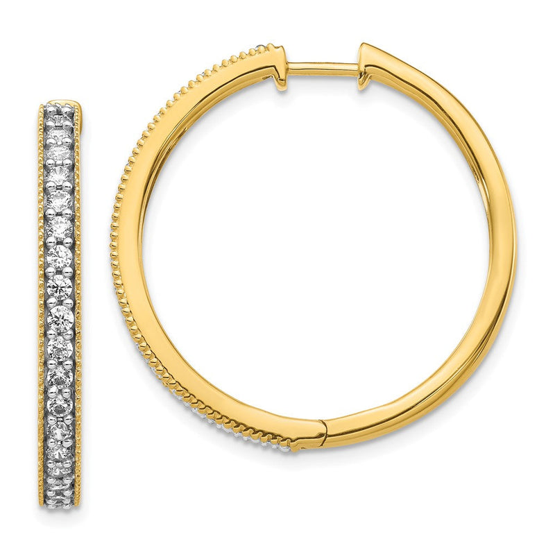 14K Gelbgold Creolen mit echten Diamanten und Millegriffel-Fassung