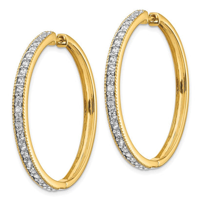 14K Gelbgold Creolen mit echten Diamanten und Milgrain-Verzierung