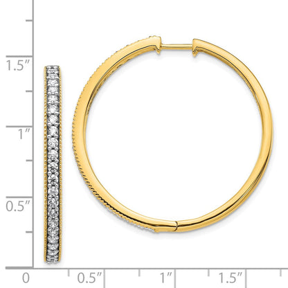 14K Gelbgold Creolen mit echten Diamanten und Milgrain-Verzierung