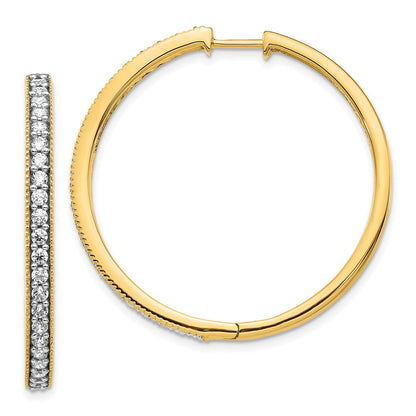 14K Gelbgold Creolen mit echten Diamanten und Milgrain-Verzierung