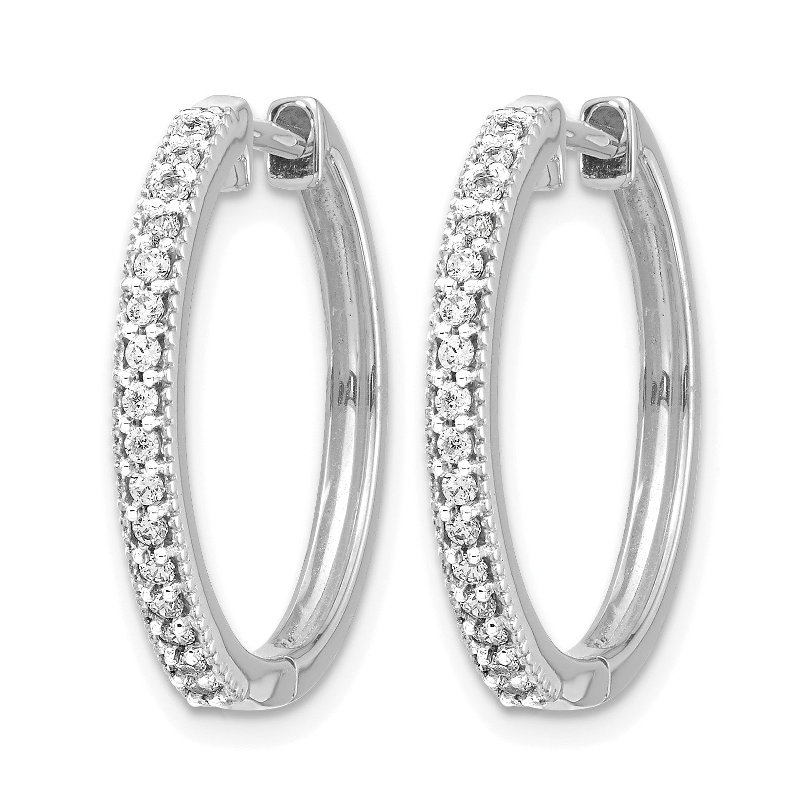 14K Weißgold Creolen mit echten Diamanten und Milgrain-Fassung, Klappscharnier