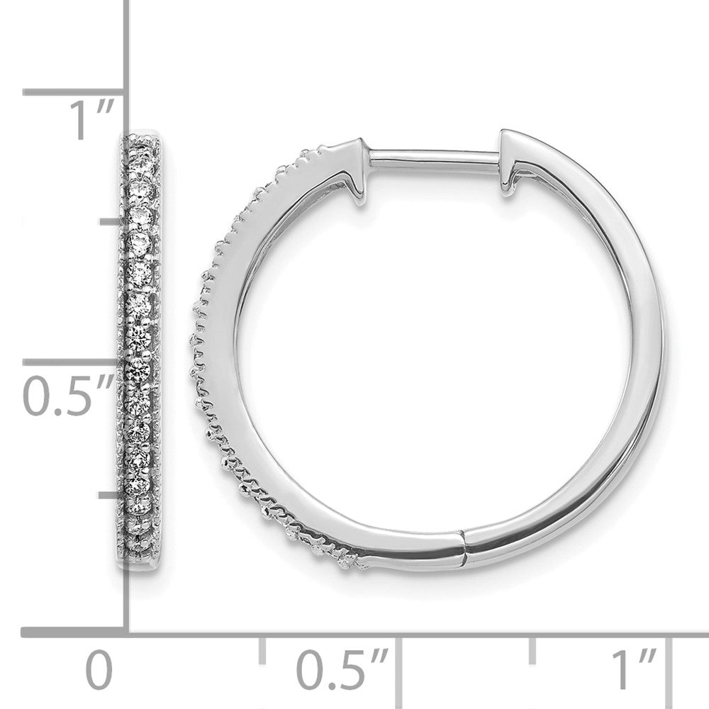 14K Weißgold Creolen mit echten Diamanten und Milgrain-Fassung, Klappscharnier