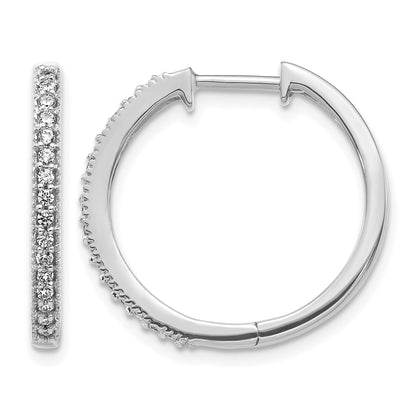 14K Weißgold Creolen mit echten Diamanten und Milgrain-Fassung, Klappscharnier