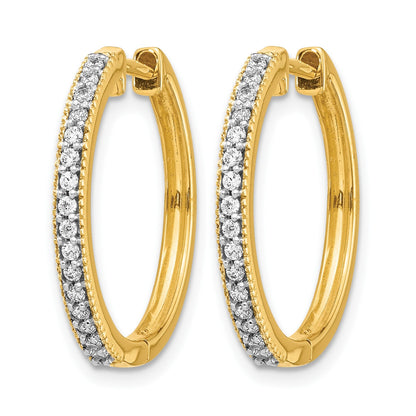 14K Gelbgold Creolen mit echten Diamanten und Milgrain-Klappscharnier