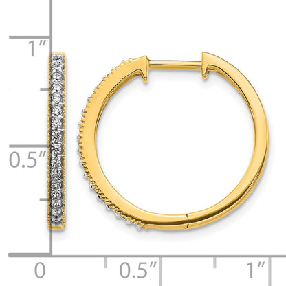 14K Gelbgold Creolen mit echten Diamanten und Milgrain-Klappscharnier