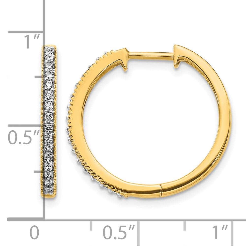 14K Gelbgold Creolen mit echten Diamanten und Milgrain-Klappscharnier