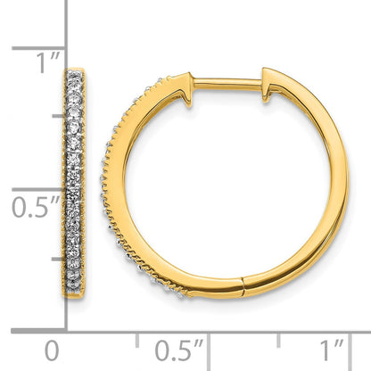 14K Gelbgold Creolen mit echten Diamanten und Milgrain-Klappscharnier
