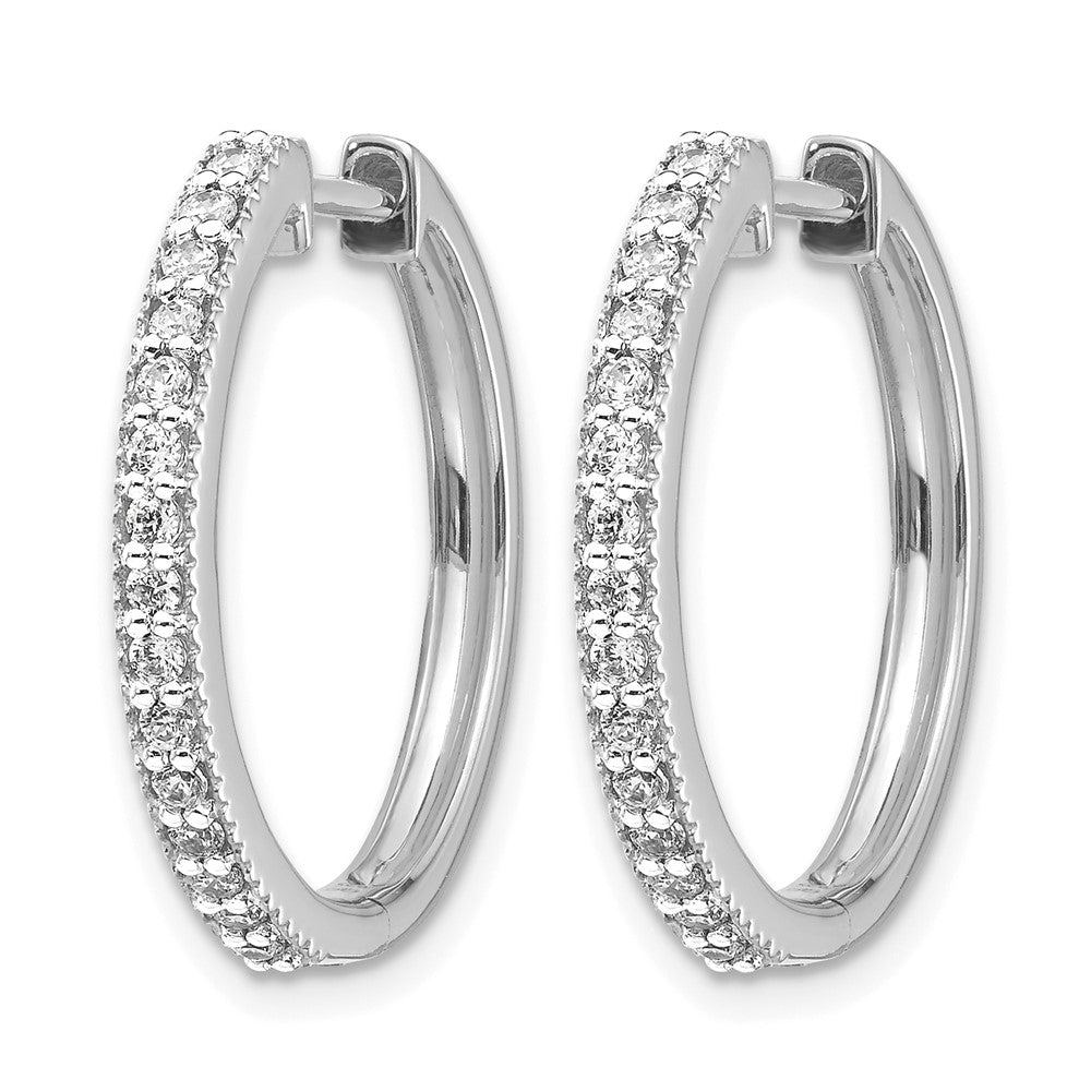 14K Weißgold Creolen mit echten Diamanten und Milgrain-Klappscharnier