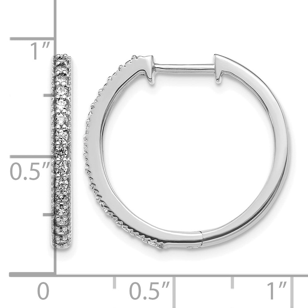 14K Weißgold Creolen mit echten Diamanten und Milgrain-Klappscharnier