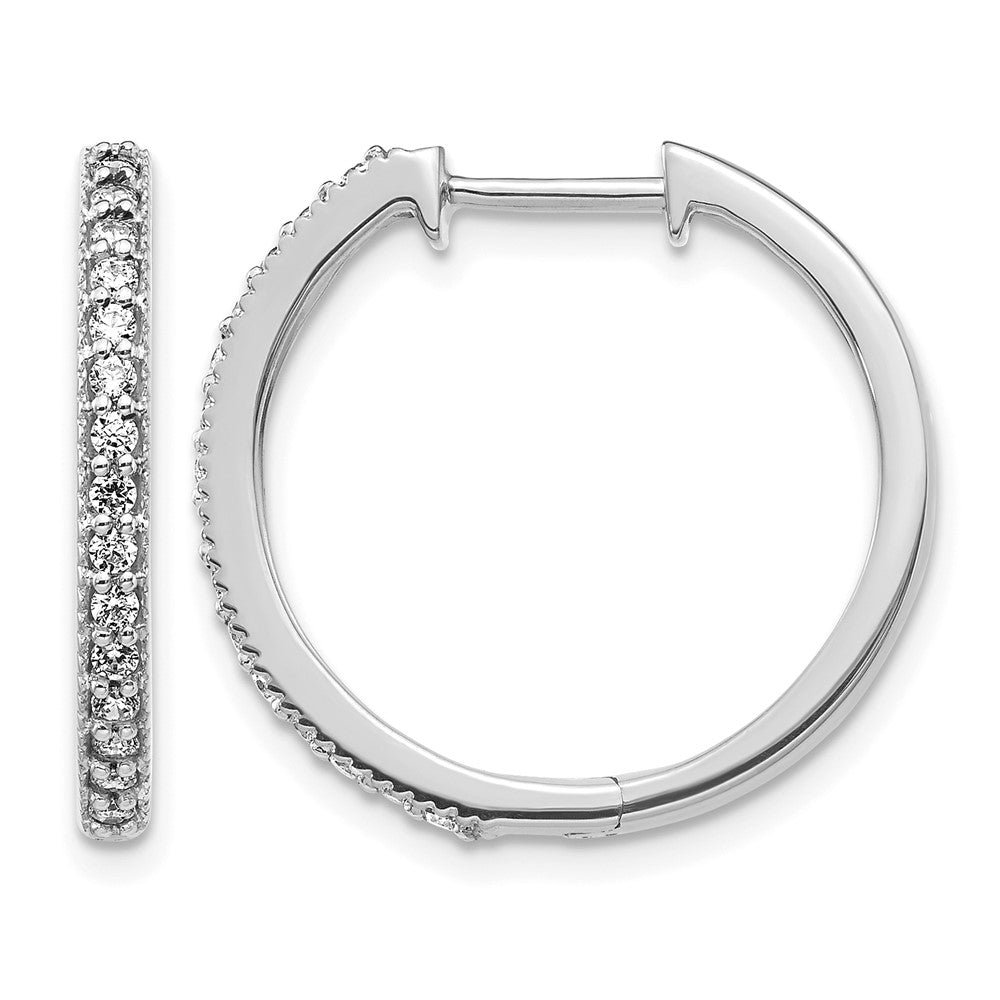 14K Weißgold Creolen mit echten Diamanten und Milgrain-Klappscharnier