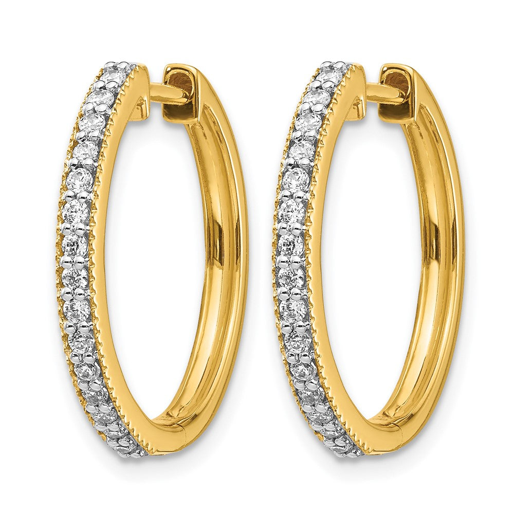 14K Gelbgold Diamant-Creolen mit Milgrain-Rand und Klappscharnier