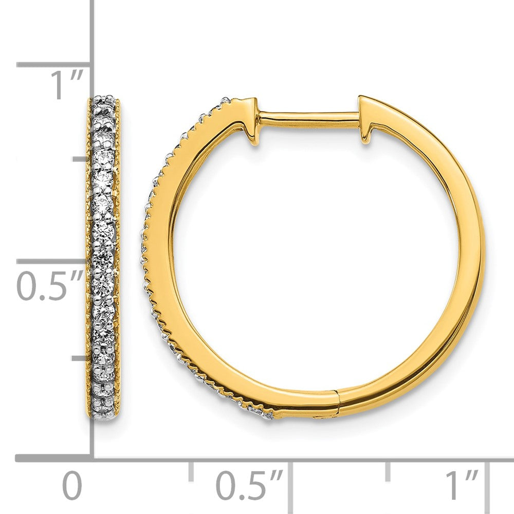 14K Gelbgold Diamant-Creolen mit Milgrain-Rand und Klappscharnier