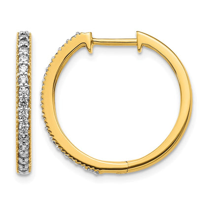 14K Gelbgold Diamant-Creolen mit Milgrain-Rand und Klappscharnier