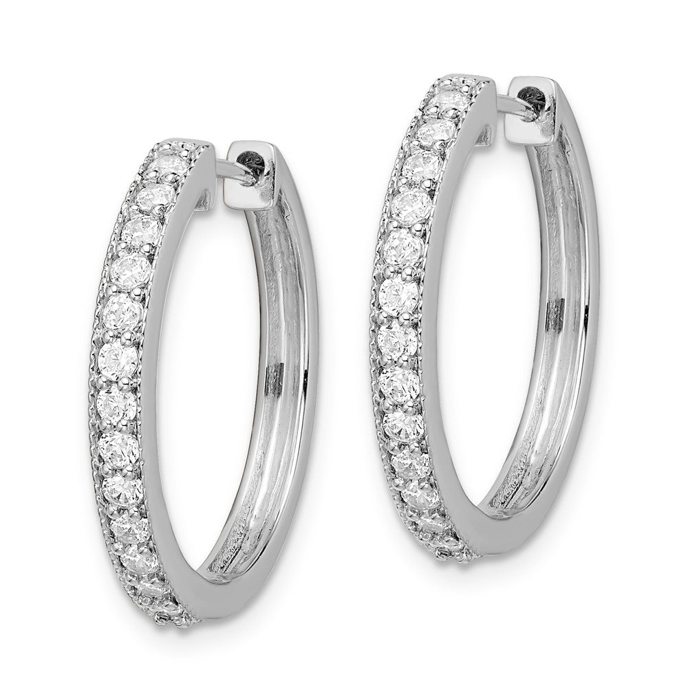 14K Weißgold Creolen mit echten Diamanten und Milgrain-Rand