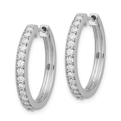 14K Weißgold Creolen mit echten Diamanten und Milgrain-Rand