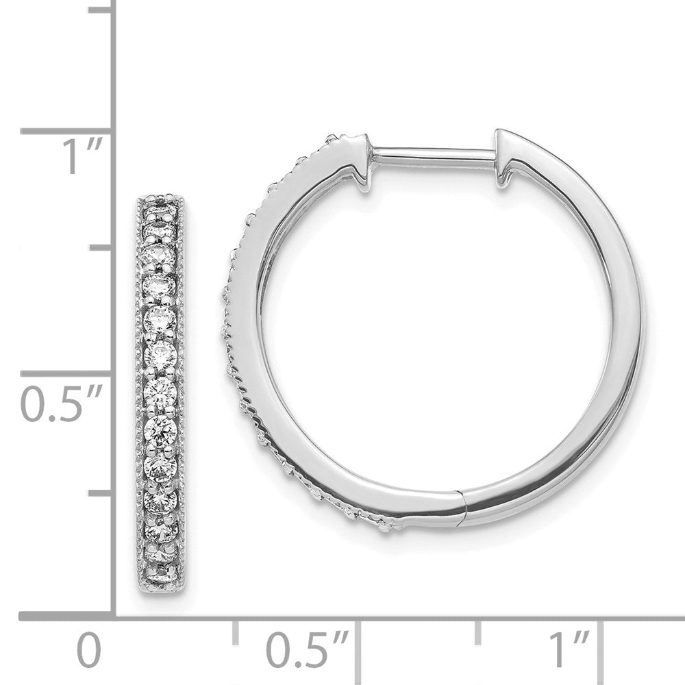 14K Weißgold Creolen mit echten Diamanten und Milgrain-Rand