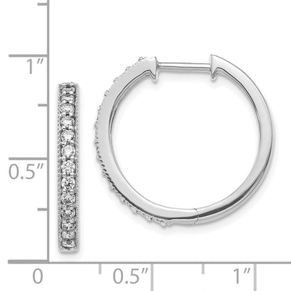 14K Weißgold Creolen mit echten Diamanten und Milgrain-Rand