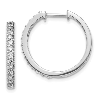 14K Weißgold Creolen mit echten Diamanten und Milgrain-Rand