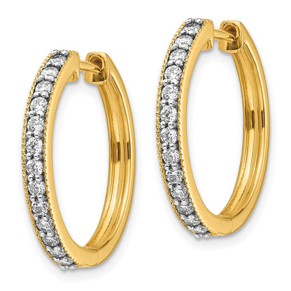 14K Gelbgold Diamant-Creolen mit Milgrain-Fassung, echte Diamanten