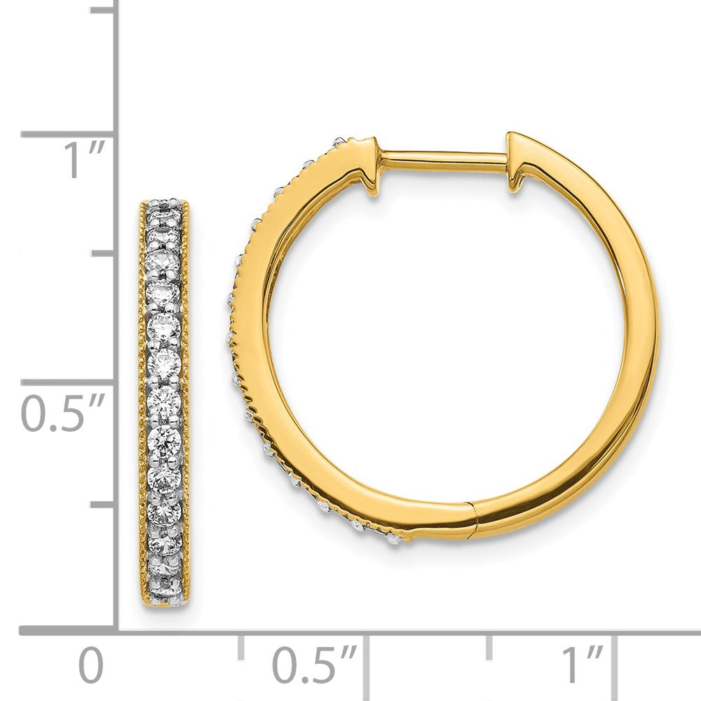 14K Gelbgold Diamant-Creolen mit Milgrain-Fassung, echte Diamanten