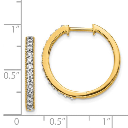 14K Gelbgold Diamant-Creolen mit Milgrain-Fassung, echte Diamanten