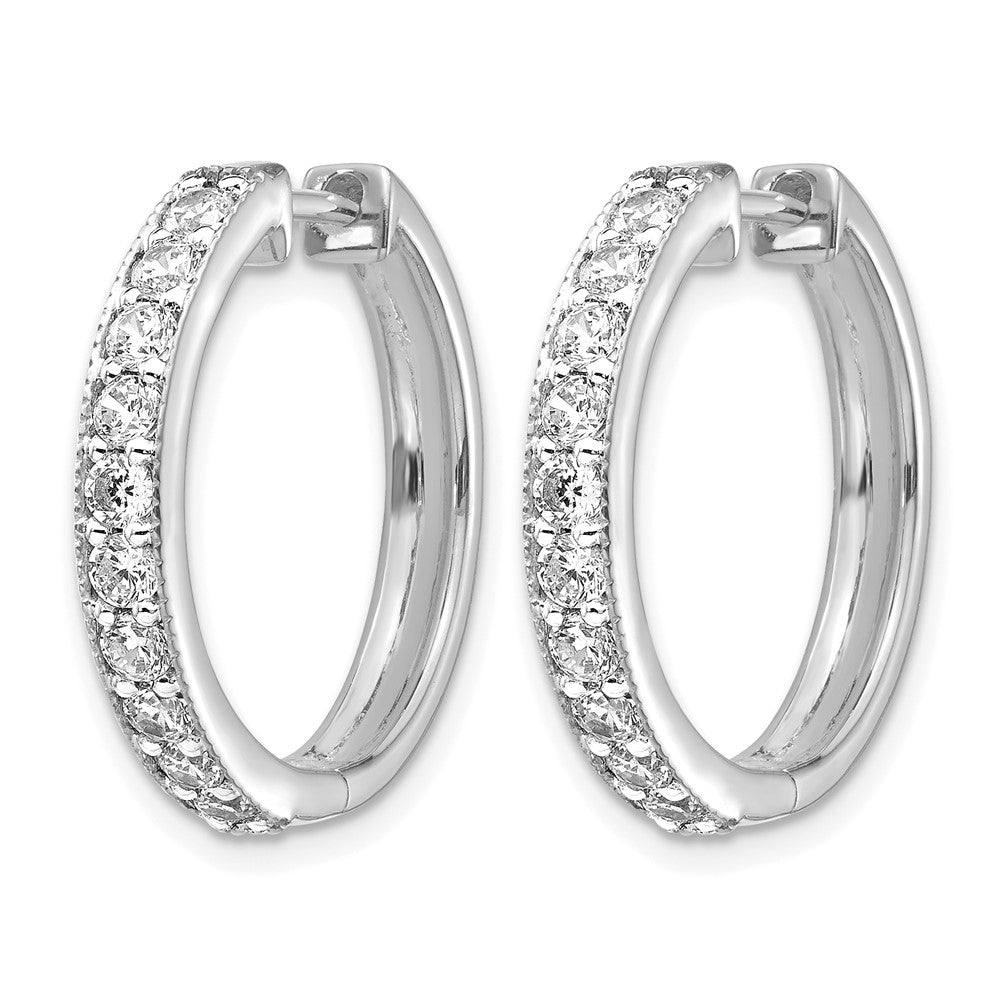 14K Weißgold Creolen mit echten Diamanten und Milgrain-Scharnier
