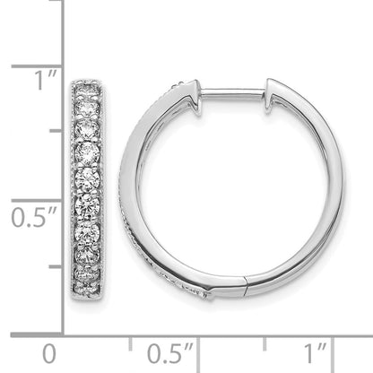 14K Weißgold Creolen mit echten Diamanten und Milgrain-Scharnier