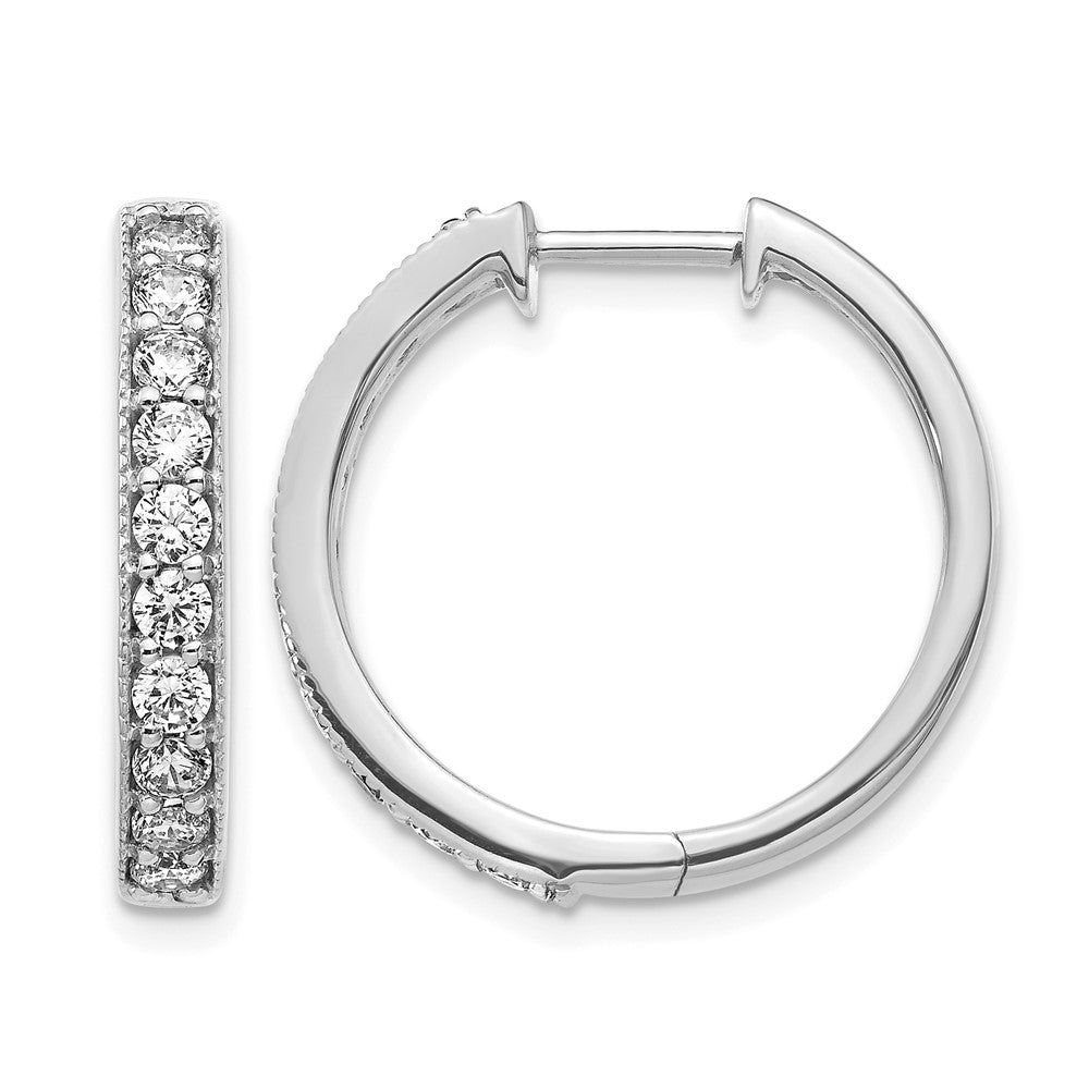14K Weißgold Creolen mit echten Diamanten und Milgrain-Scharnier