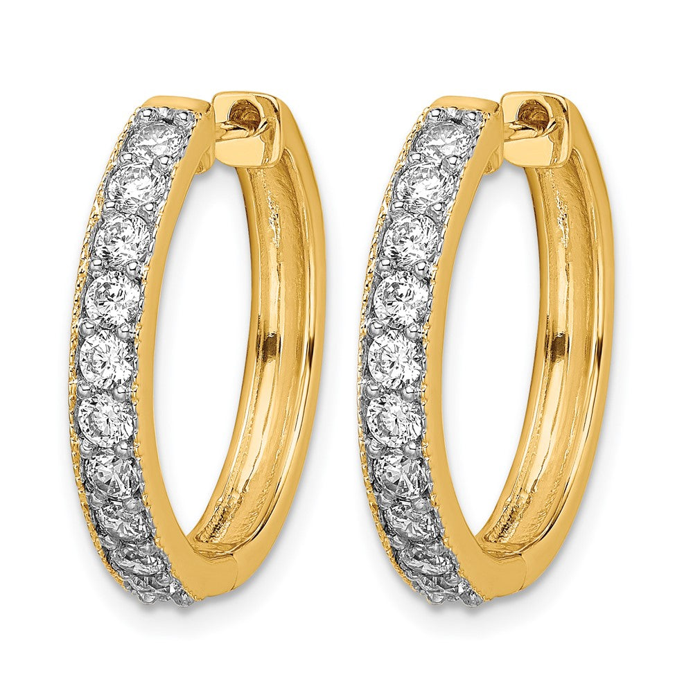 14K Gelbgold Diamant-Creolen mit Klappscharnier und Milgrain