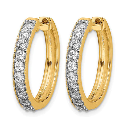 14K Gelbgold Diamant-Creolen mit Klappscharnier und Milgrain