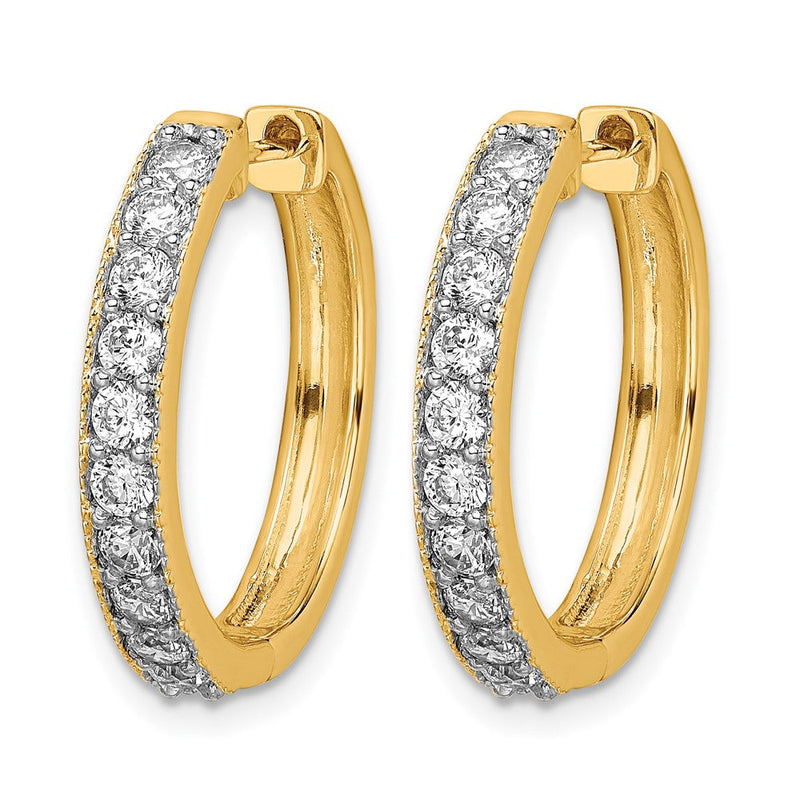 14K Gelbgold Diamant-Creolen mit Klappscharnier und Milgrain