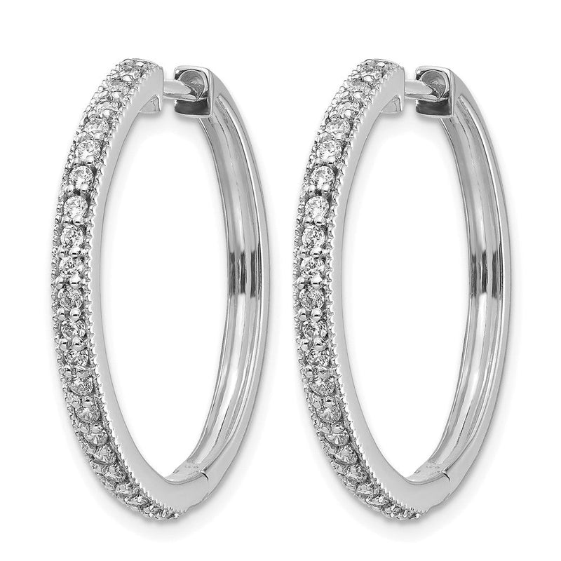 14K Weißgold Diamant-Creolen mit Milgrain