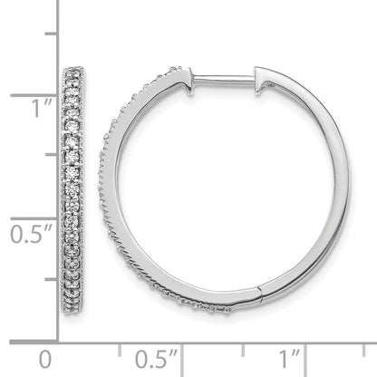 14K Weißgold Diamant-Creolen mit Milgrain