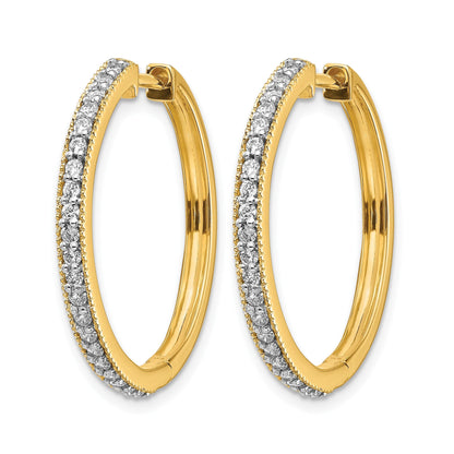 14K Gelbgold Creolen mit echten Diamanten und Milgrain-Kante