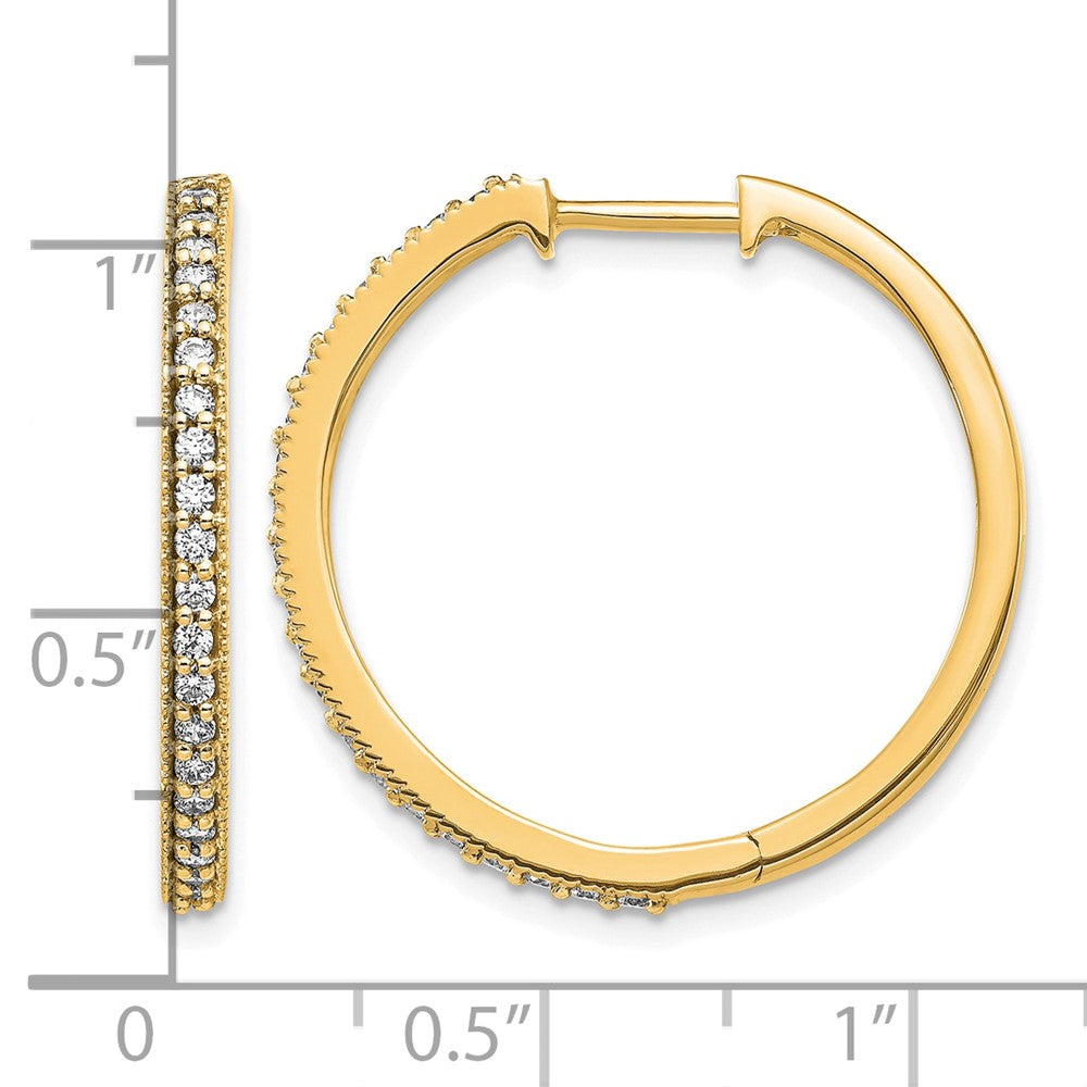 14K Gelbgold Creolen mit Klappscharnier und Milgrain, 0,5 ct. Labor-gezüchteten Diamanten, VS/SI+ G+