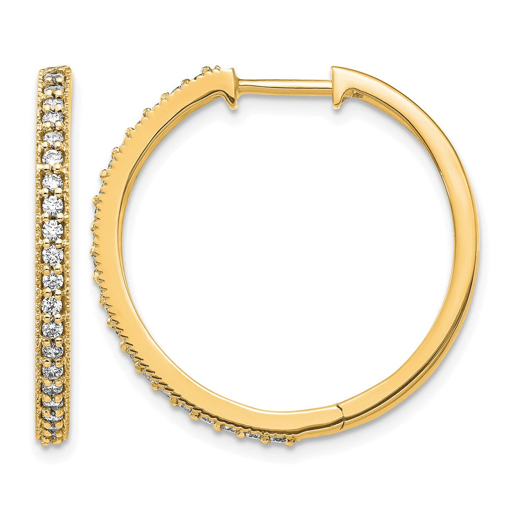 14K Gelbgold Creolen mit Klappscharnier und Milgrain, 0,5 ct. Labor-gezüchteten Diamanten, VS/SI+ G+